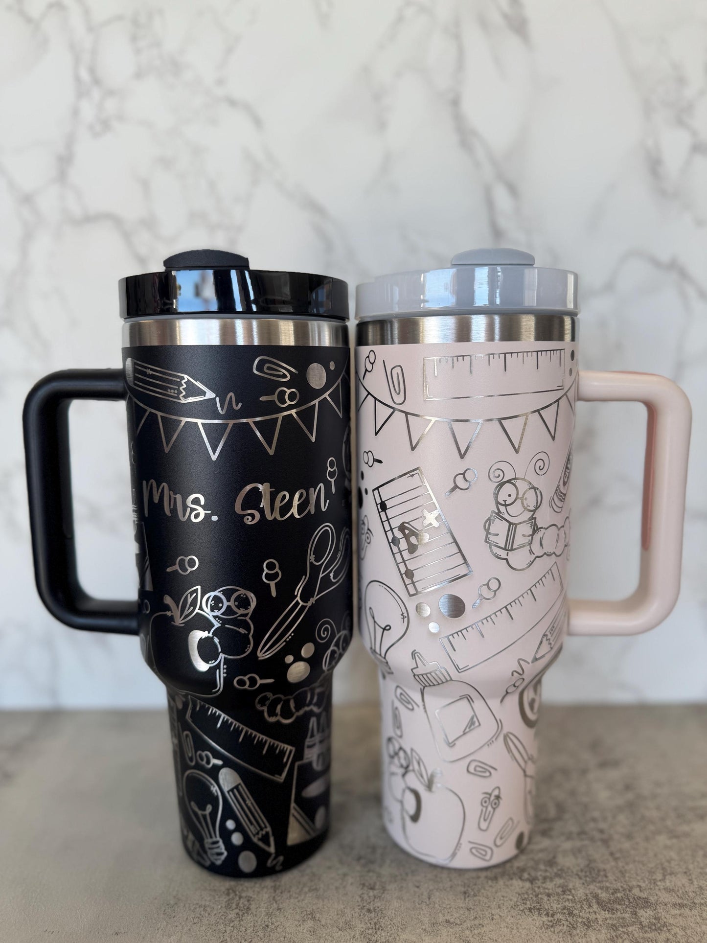 TEACHER Appreciation Tumbler Wrap Custom Laser Engraved Tumbler Teacher Doodle Cup Personalized Gifts for Her Dupe 40oz cup