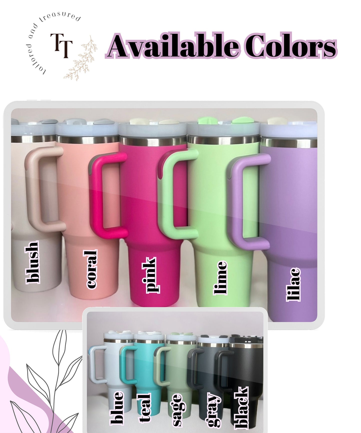 Personalized Large Name Laser Engraved 40oz Stanley Style Tumbler Handle Lid and Straw, Bridesmaid proposal, Gifts for Her, Corporate Logo