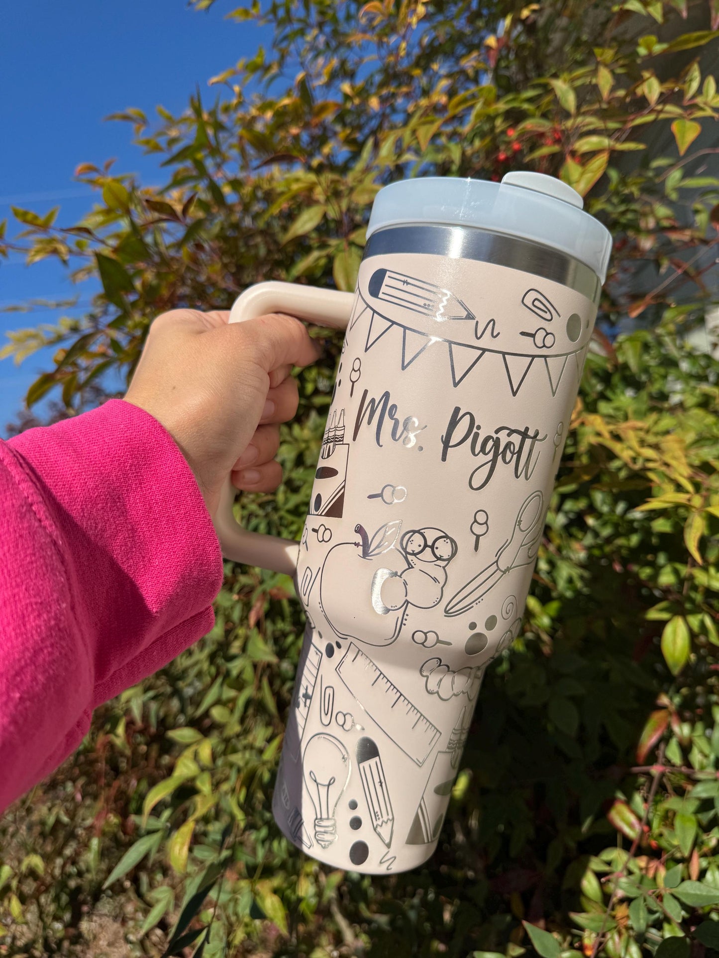 TEACHER Appreciation Tumbler Wrap Custom Laser Engraved Tumbler Teacher Doodle Cup Personalized Gifts for Her Dupe 40oz cup