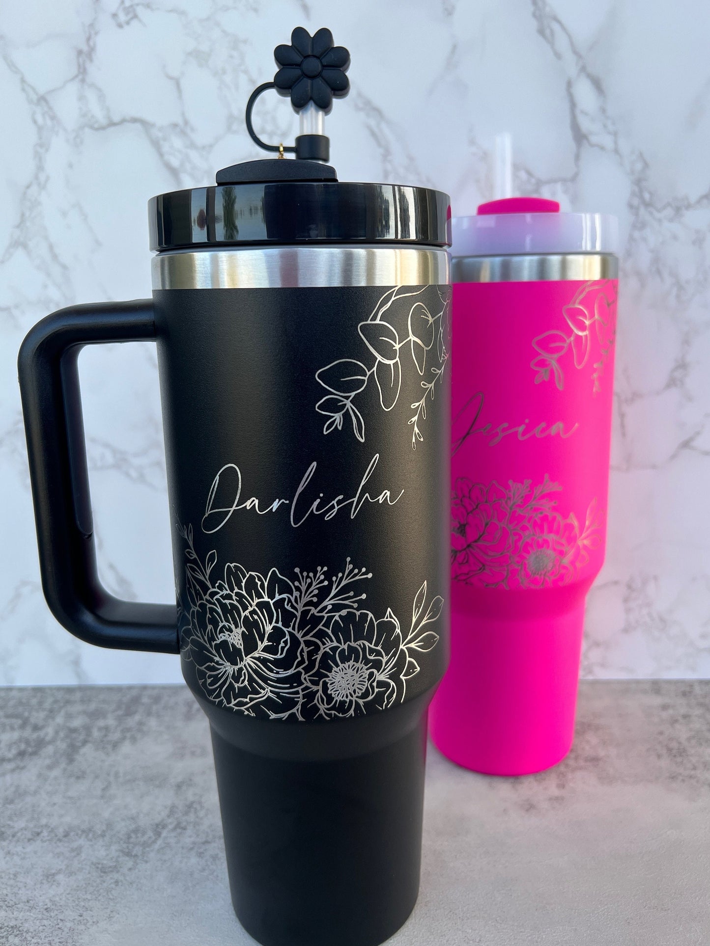 40 ounce Tumbler Bridesmaid Proposal Laser Engraved Dupe 40oz cup Custom Logo Bulk Corporate Employee Gift Floral Mug First Apartment Gift