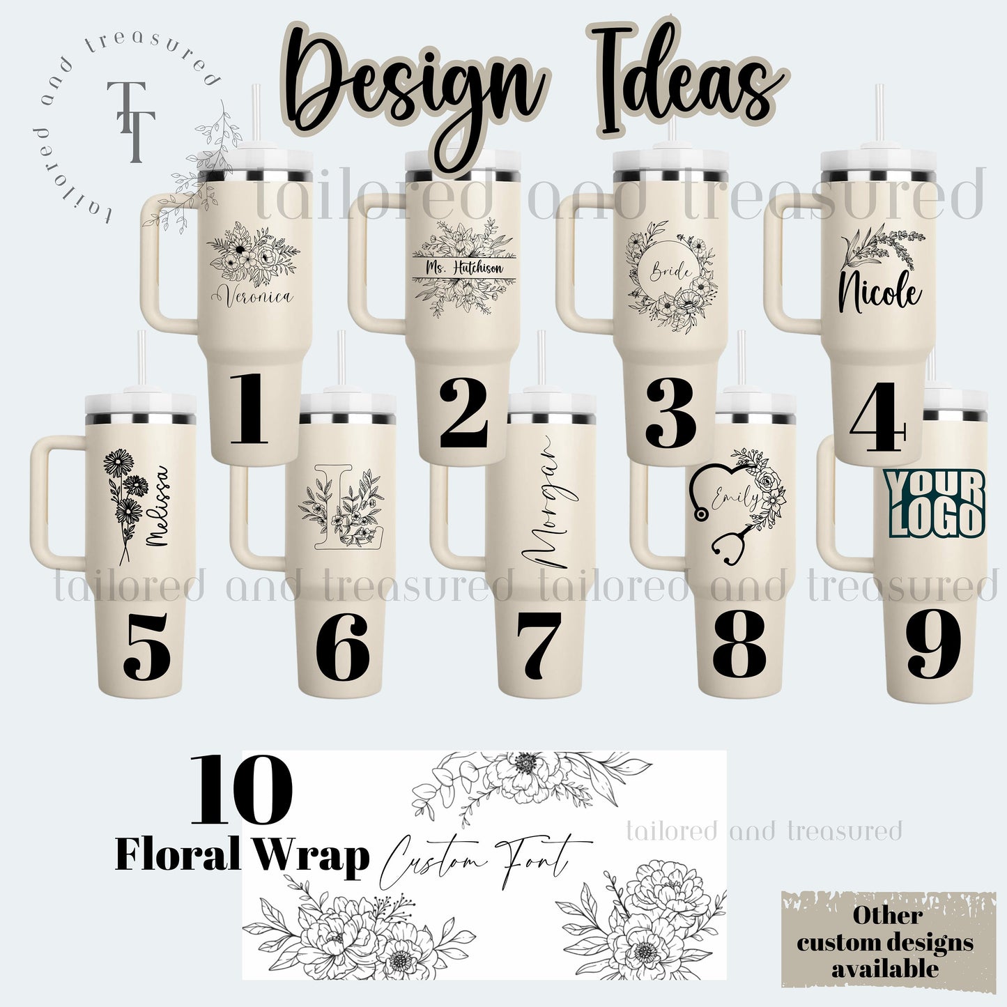 40 ounce Tumbler Bridesmaid Proposal Laser Engraved Dupe 40oz cup Custom Logo Bulk Corporate Employee Gift Floral Mug First Apartment Gift