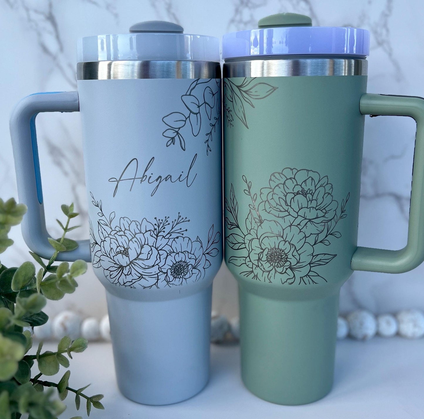 40 ounce Tumbler Bridesmaid Proposal Laser Engraved Dupe 40oz cup Custom Logo Bulk Corporate Employee Gift Floral Mug First Apartment Gift