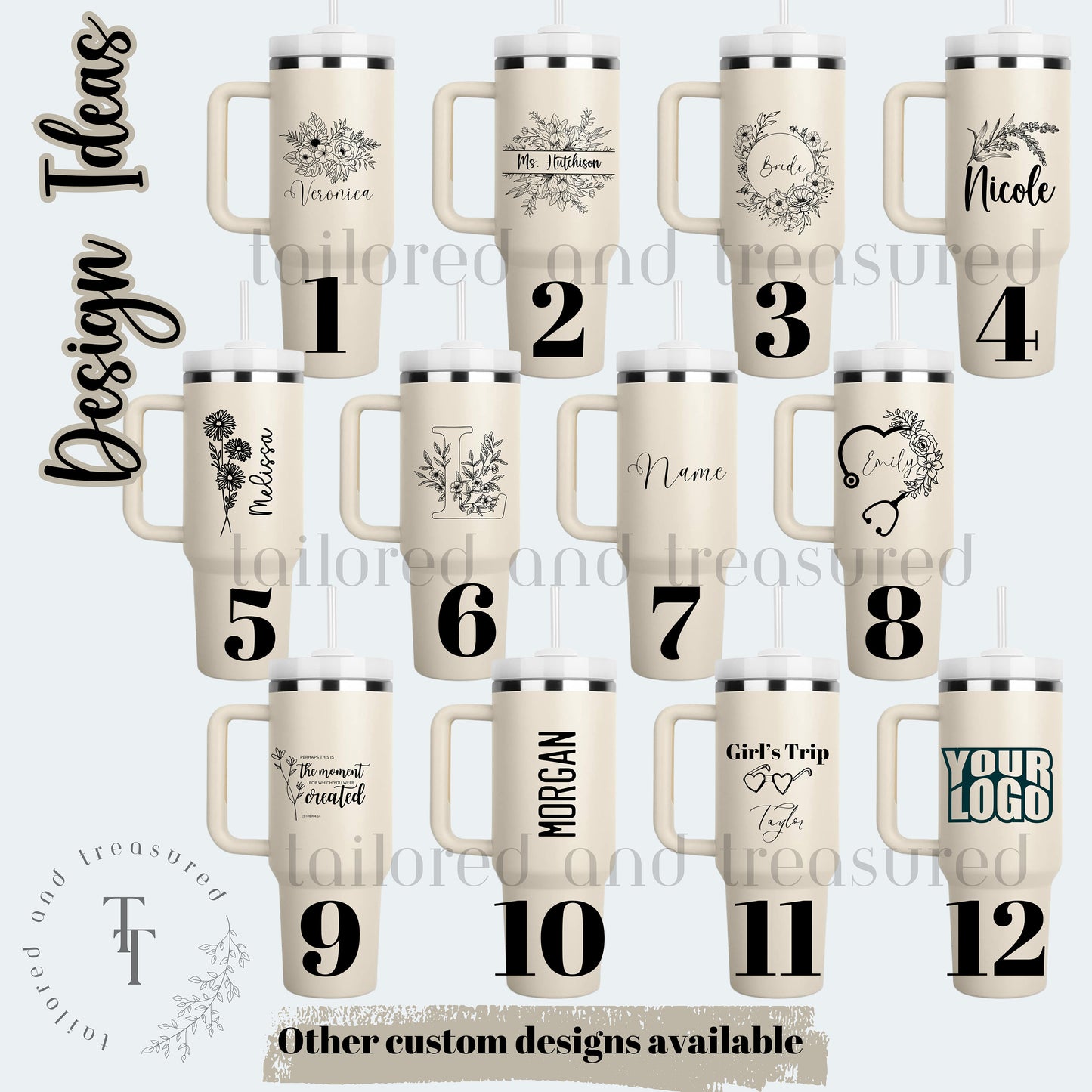 Personalized Large Name Laser Engraved 40oz Stanley Style Tumbler Handle Lid and Straw, Bridesmaid proposal, Gifts for Her, Corporate Logo