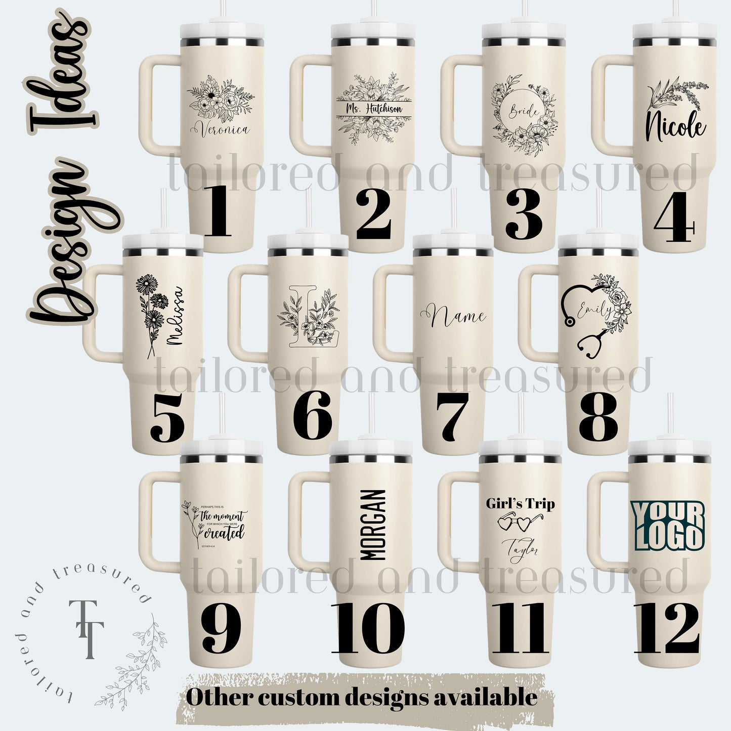 Personalized Large Name Laser Engraved 40oz Stanley Style Tumbler Handle Lid and Straw, Bridesmaid proposal, Gifts for Her, Corporate Logo