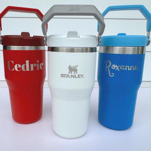 Engraved Stanley Cup Custom Stanley Ice flow with Leak-proof Lid Stanley 20oz 30oz tumbler with Handle Christmas Stanley cup