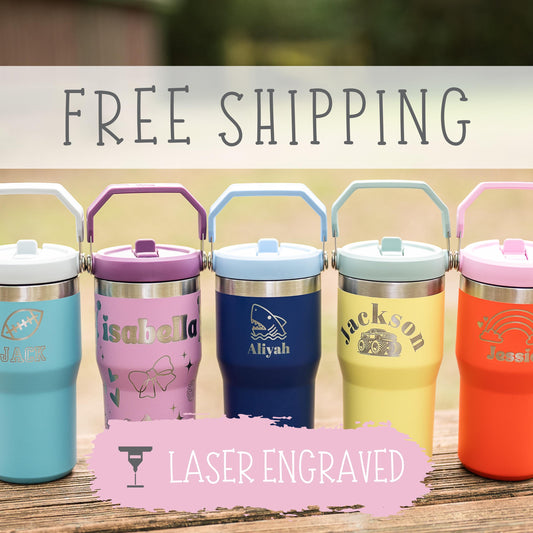 Personalized Stanley Iceflow with Leak-proof Lid Stanley 20oz with Handle and Flip Straw for Boys and Girls School Kids Water bottle