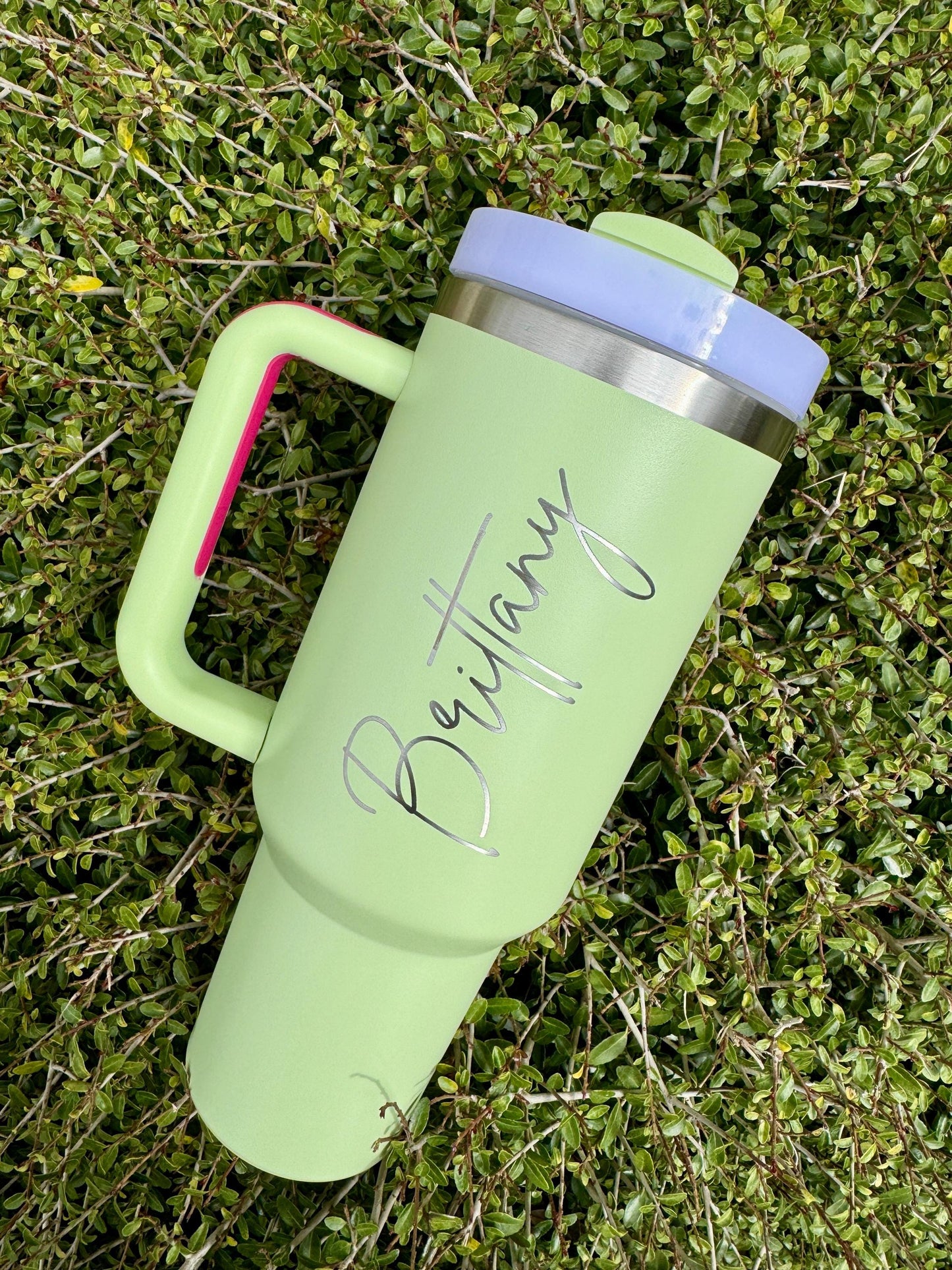 Personalized Large Name Laser Engraved 40oz Stanley Style Tumbler Handle Lid and Straw, Bridesmaid proposal, Gifts for Her, Corporate Logo