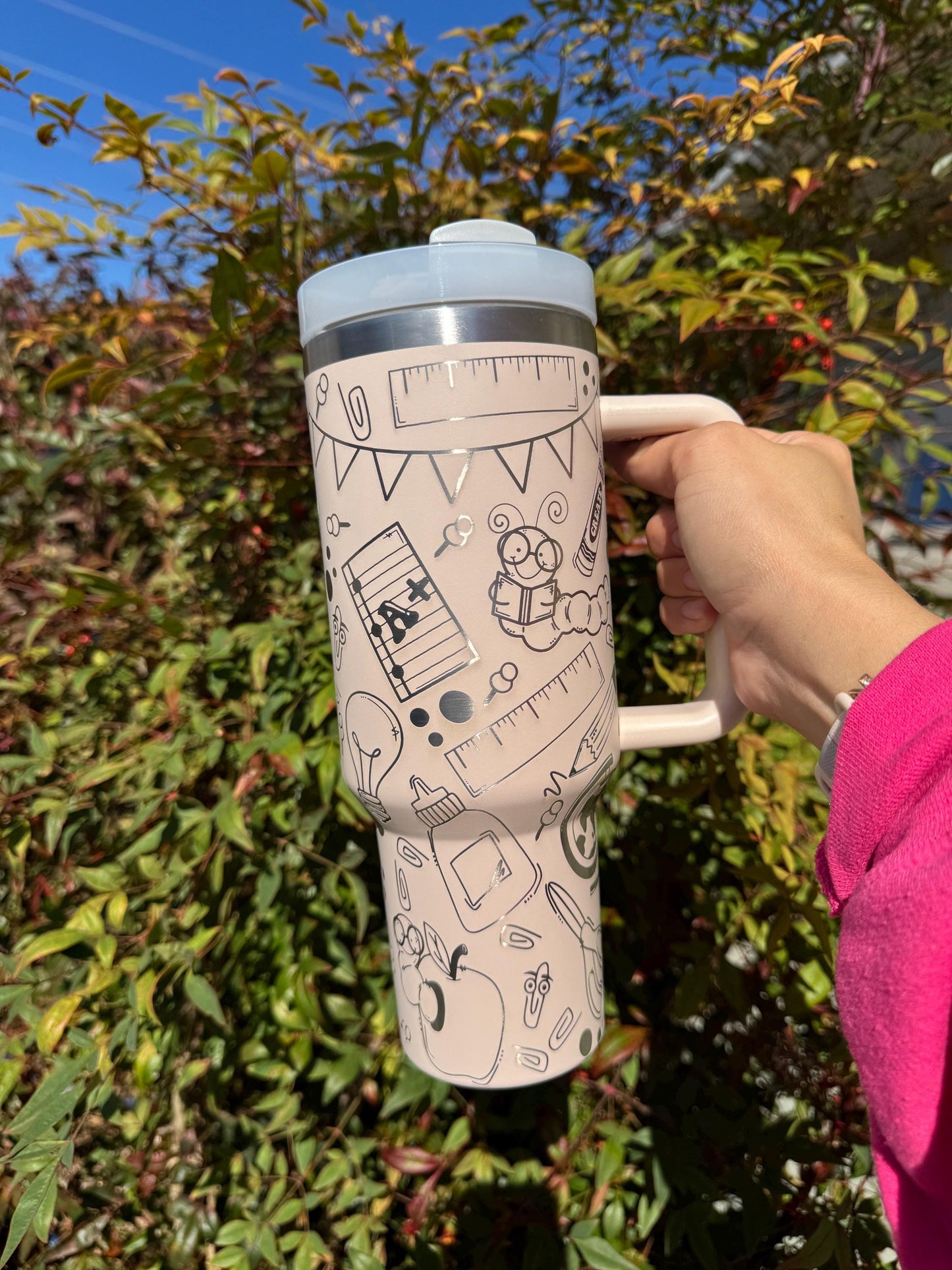 TEACHER Appreciation Tumbler Wrap Custom Laser Engraved Tumbler Teacher Doodle Cup Personalized Gifts for Her Dupe 40oz cup