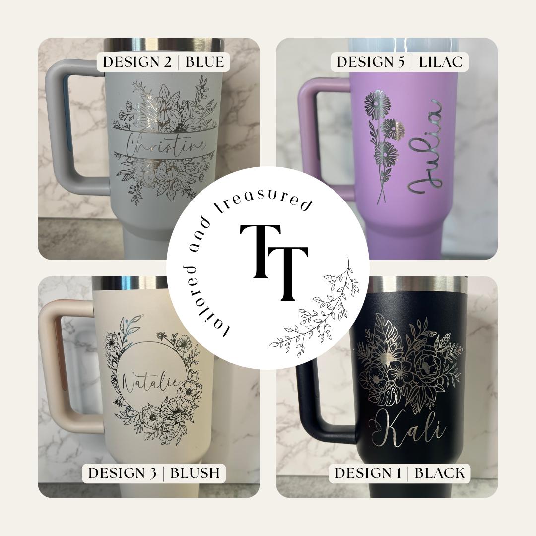 Personalized 40oz Tumbler, Laser Engraved Insulated Cup, Bridesmaid Gift