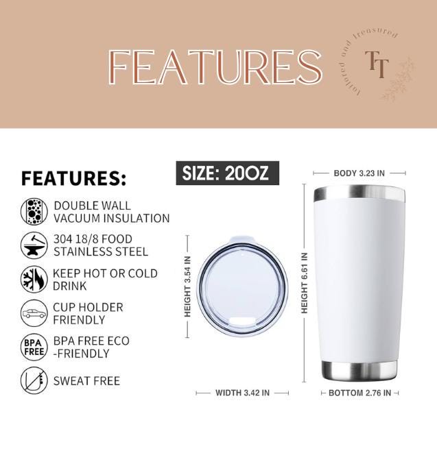 Personalized Custom Engraved 20oz Tumbler | Business Logo Name Mug (SVG)
