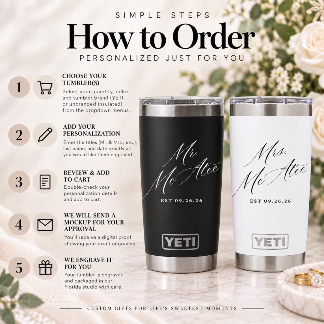 Bride and Groom Gift, Wedding Gift for Couple, Engagement Gift, Anniversary Gift, Newlywed Gift, His and hers Tumbler, Mr. and Mrs. Gift