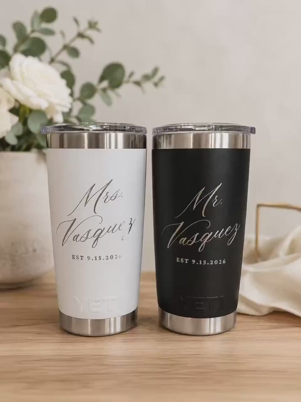 Bride and Groom Gift, Wedding Gift for Couple, Engagement Gift, Anniversary Gift, Newlywed Gift, His and hers Tumbler, Mr. and Mrs. Gift